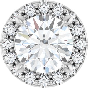 14K White 5/8 CTW Lab-Grown Diamond Halo-Style Pendant-Round-5.2 Mm