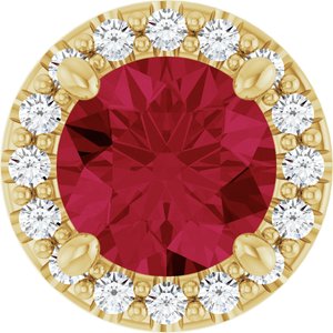 14K Yellow Lab-Grown Ruby & .08 CTW Natural Diamond Slide Pendant-Lab-Grown Ruby-5Mm :: 0.08 Ctw