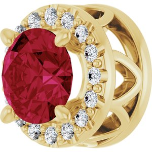 14K Yellow Lab-Grown Ruby & .08 CTW Natural Diamond Slide Pendant-Lab-Grown Ruby-5Mm :: 0.08 Ctw