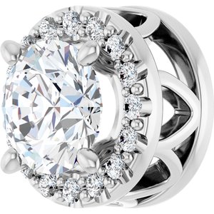 14K White 5/8 CTW Lab-Grown Diamond Halo-Style Pendant-Round-5.2 Mm