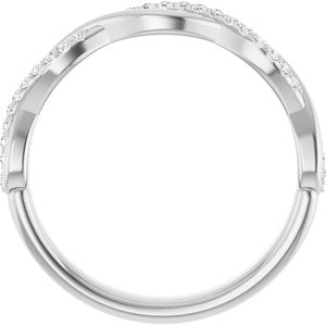 14K White 1/8 CTW Natural Diamond Anniversary Band 29 round stones-Round