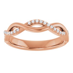 14K Rose 1/8 CTW Natural Diamond Anniversary Band 29 round facetes stones-Round