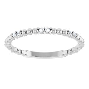 14K White 1/8 CTW Natural Diamond Anniversary Band 14 round stones-Round