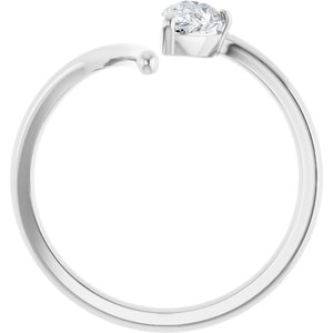 14K White 1/3 CT Lab-Grown Diamond Negative Space Ring-Pear-6 X 4 Mm