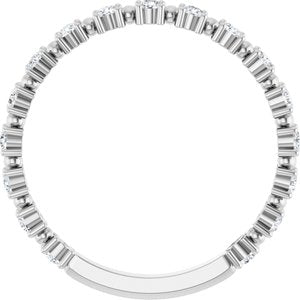 14K White 1/3 CTW Natural Diamond Bead Anniversary Band-Round