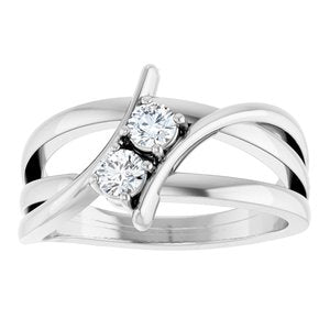 14K White 1/4 CTW Lab-Grown Diamond Two-Stone Ring-Round-3.2 Mm
