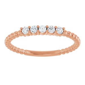 14K Rose 1/6 CTW Lab-Grown Diamond Stackable Ring-Round-2 Mm