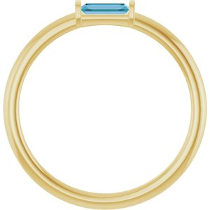 14K Yellow Natural Swiss Blue Topaz Stackable Ring-Straight Baguette-4 X 2 Mm