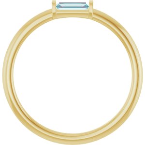 14K Yellow Natural Sky Blue Topaz Stackable Ring-Straight Baguette-4 X 2 Mm