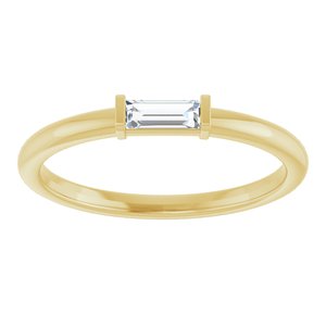 14K Yellow 1/8 CTW  Natural Diamond Stackable Ring-Straight Baguette-4 X 2 Mm