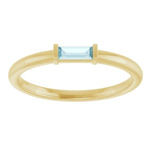 14K Yellow Natural Sky Blue Topaz Stackable Ring-Straight Baguette-4 X 2 Mm