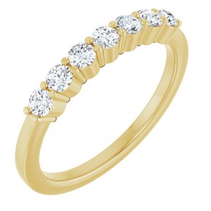 14K Yellow 3/8 CTW Natural Diamond Anniversary Band 7 round full cut-Round