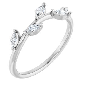 14K White 1/4 CTW Natural Diamond Leaf Ring-Marquise-4 X 2 Mm