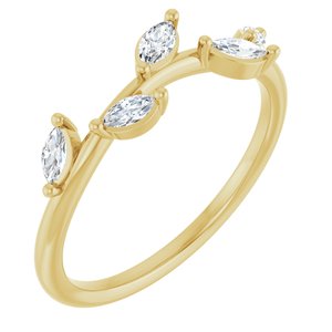 14K Yellow 1/4 CTW Natural Diamond Leaf Ring-Marquise-4 X 2 Mm