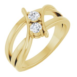 14K Yellow 1/4 CTW Lab-Grown Diamond Two-Stone Ring-Round-3.2 Mm