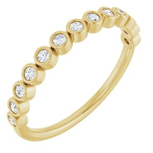 14K Yellow 1/5 CTW Lab-Grown Diamond Anniversary Band 13 round lab grown stones bezel set-Round