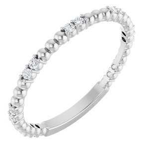 14K White 1/8 CTW Natural Diamond Anniversary Band 14 round stones-Round