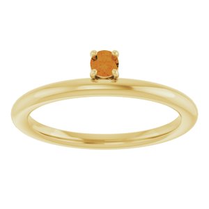 14K Yellow Natural Citrine Stackable Ring-Round-3 Mm