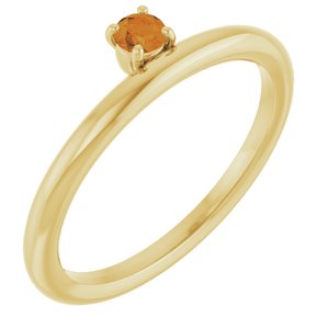 14K Yellow Natural Citrine Stackable Ring-Round-3 Mm