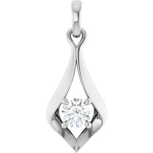 14K White 1/4 CTW Lab-Grown Diamond Pendant-Lab-Grown Diamond-4.05Mm :: 1/4 Ct