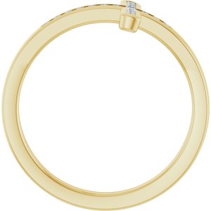 14K Yellow 1/10 CTW Lab-Grown Diamond Sideways Cross Ring-Round-1.7 Mm