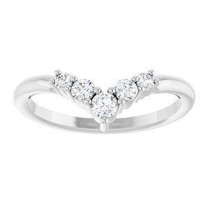 14K White 1/4 CTW Natural Diamond Graduated V Ring-Round-2.8 Mm
