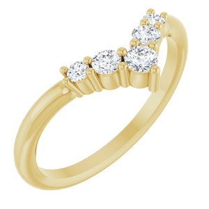 14K Yellow 1/4 CTW Natural Diamond Graduated V Ring-Round-2.8 Mm