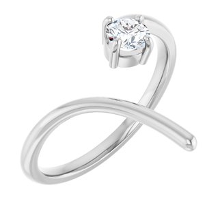 14K White 1/4 CT Lab-Grown Negative Space Ring-Round-4.05 Mm