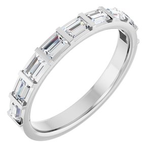 14K White 5/8 CTW Natural Diamond Anniversary Band 9  STRAIGHT BAGUETTE STEP-Straight Baguette