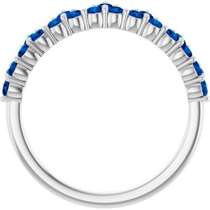 14K White Natural Blue Sapphire Crown Ring-Round-2 Mm