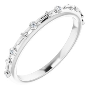 14K White .03 CTW Natural Diamond Cross Ring-Round-1.1 Mm