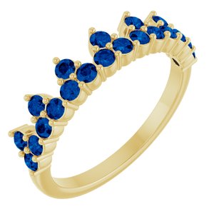 14K Yellow Natural Blue Sapphire Crown Ring-Round-2 Mm