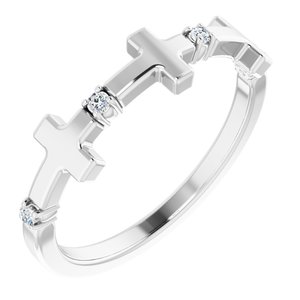 Sterling Silver .05 CTW Natural Diamond Cross Ring-Round-1.5 Mm