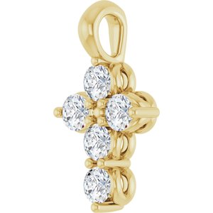 14K Yellow 1/6 CTW Natural Diamond Cross Pendant-Round-2Mm :: 1/6 Ctw