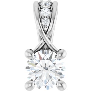 14K White 1/4 CTW Lab-Grown Diamond Pendant-Lab-Grown Diamond-4.05Mm :: 1/4 Ctw