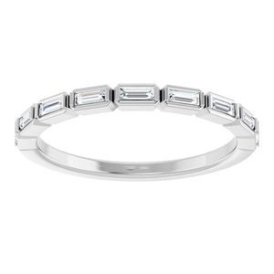 14K White 1/5 CTW Natural Diamond Anniversary Band 9 straight baguette closed back-Straight Baguette