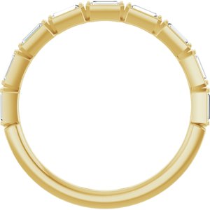14K Yellow 1/4 CTW Natural Diamond Anniversary Band 9 straight baguette step stones-Straight Baguette