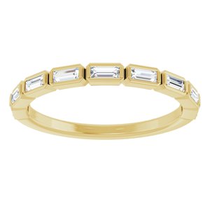14K Yellow 1/4 CTW Natural Diamond Anniversary Band 9 straight baguette step stones-Straight Baguette