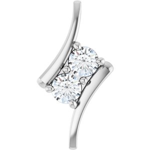 14K White 1/2 CTW Natural Diamond Two-Stone Pendant-Natural Diamond-4Mm :: 1/2 Ctw