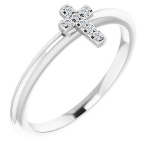 Sterling Silver .03 CTW Natural Diamond Stackable Cross Ring-Round-1 Mm