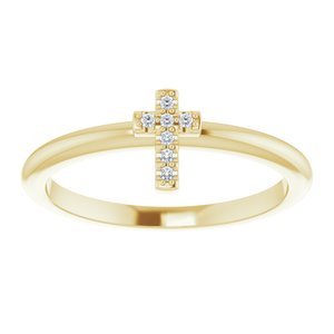 14K Yellow .03 CTW Natural Diamond Stackable Cross Ring-Round-1 Mm