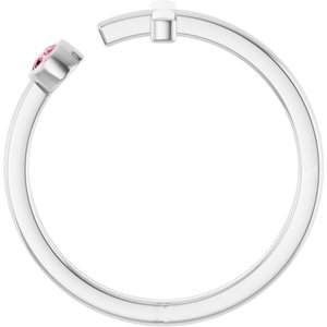 14K White Natural Pink Tourmaline Negative Space Cross Ring-Round-2.5 Mm