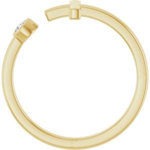 14K Yellow .06 CTW Natural Diamond Negative Space Cross Ring-Round-2.5 Mm