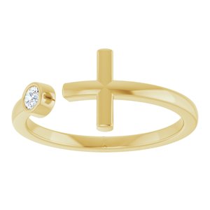 14K Yellow .06 CTW Natural Diamond Negative Space Cross Ring-Round-2.5 Mm