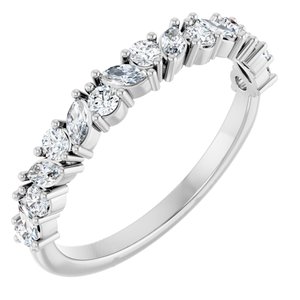 14K White 1/2 CTW Lab-Grown Diamond Anniversary Band-Marquise