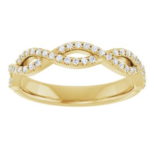 14K Yellow 1/5 CTW Natural Diamond Anniversary Band 54 round faceted stones-Round