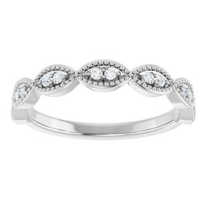 14K White 1/8 CTW Natural Diamond Anniversary Band 14 round faceted-Round