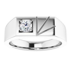 14K White 1/3 CT Natural Diamond Ring-Round-4.3 Mm
