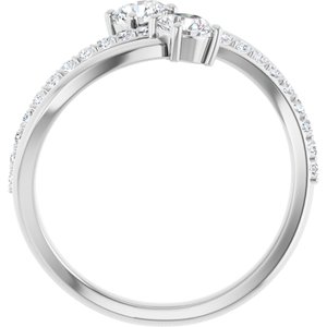 14K White 3/4 CTW Lab-Grown Diamond Two-Stone Ring-Round-4.1 Mm