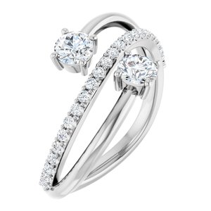 14K White 3/4 CTW Lab-Grown Diamond Two-Stone Ring-Round-4.1 Mm